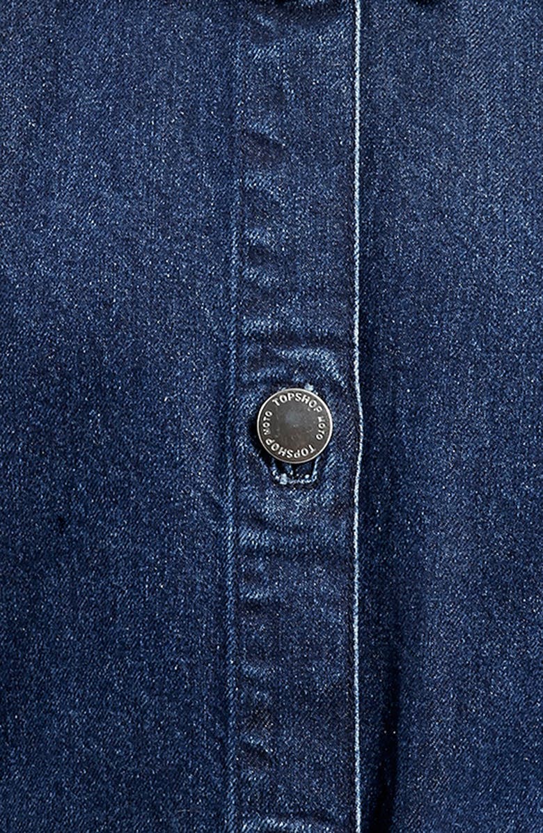 Topshop Belted Denim Jacket, Alternate, color, 