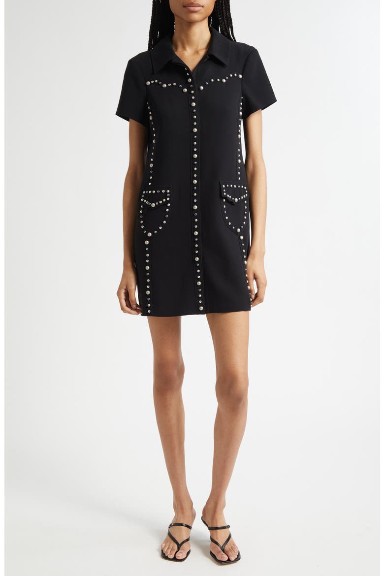 Florencia Studded Minidress, Main, color, BLACK