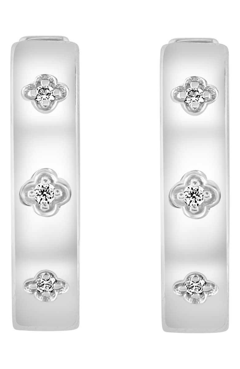 EFFY Sterling Silver Diamond Huggie Hoop Earrings, Alternate, color, Silver/ White