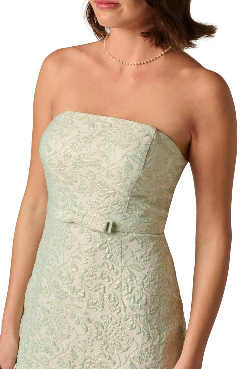 Adrianna Papell Glitter Jacquard Strapless Gown, Alternate, color, Mint Glaze