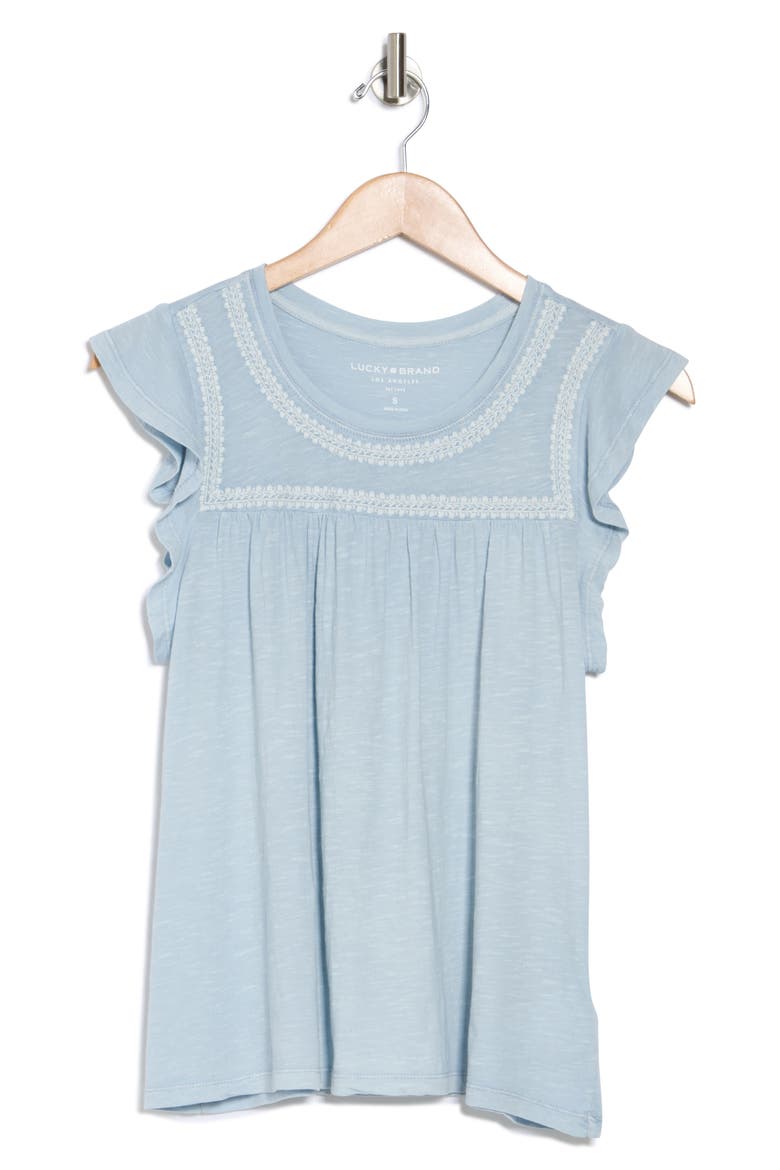 Embroidered Cotton Slub Tee, Alternate, color, BLUE FOG