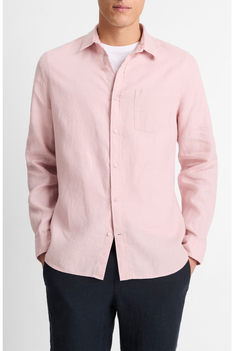 Linen Button-Up Shirt, Main, color, FADED PINK