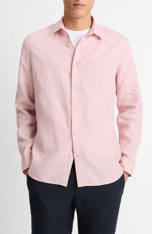 Vince Men's Linen Sport Shirt In Faded Pink