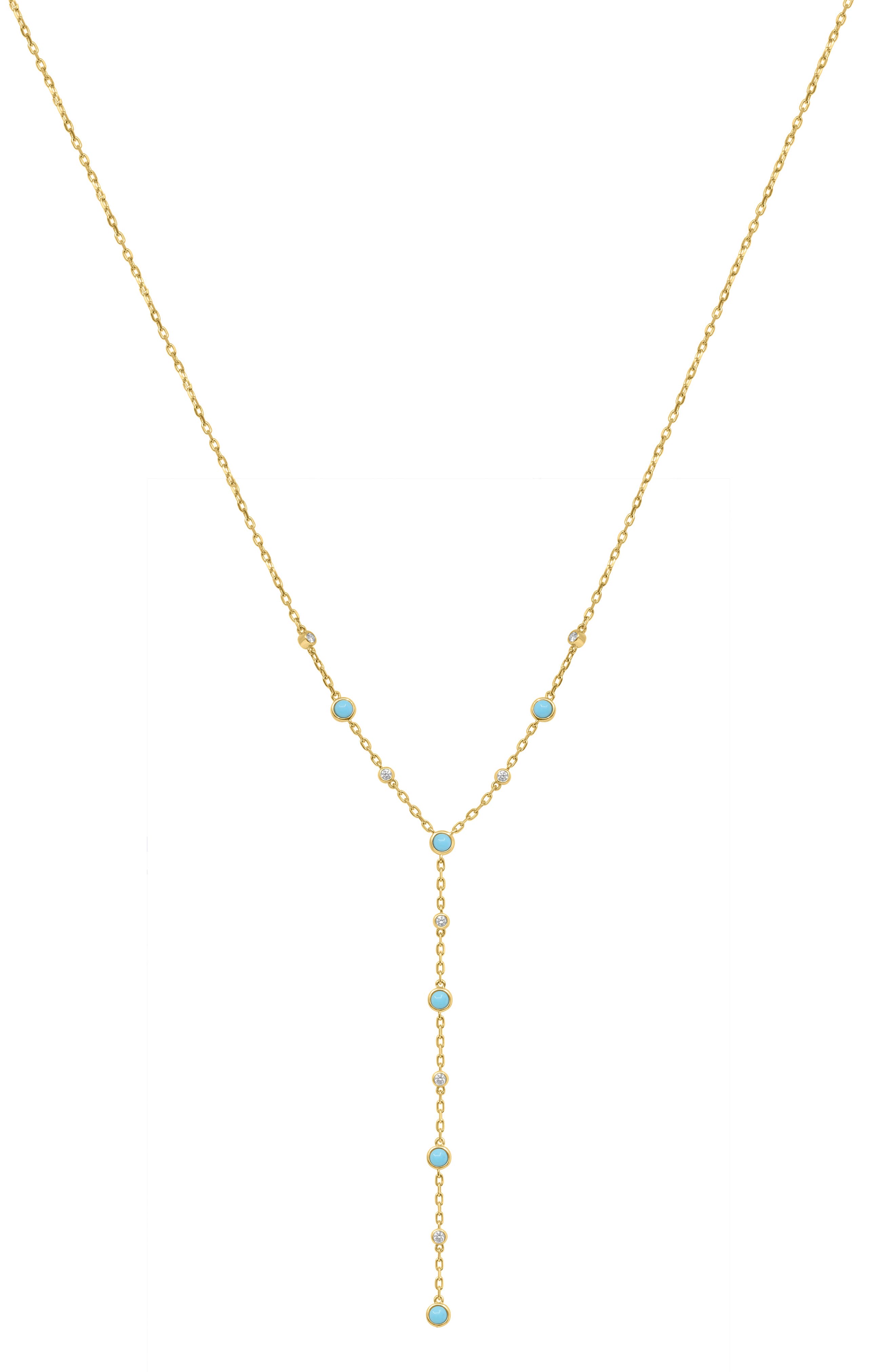 Turquoise & Diamond Station Y-Necklace