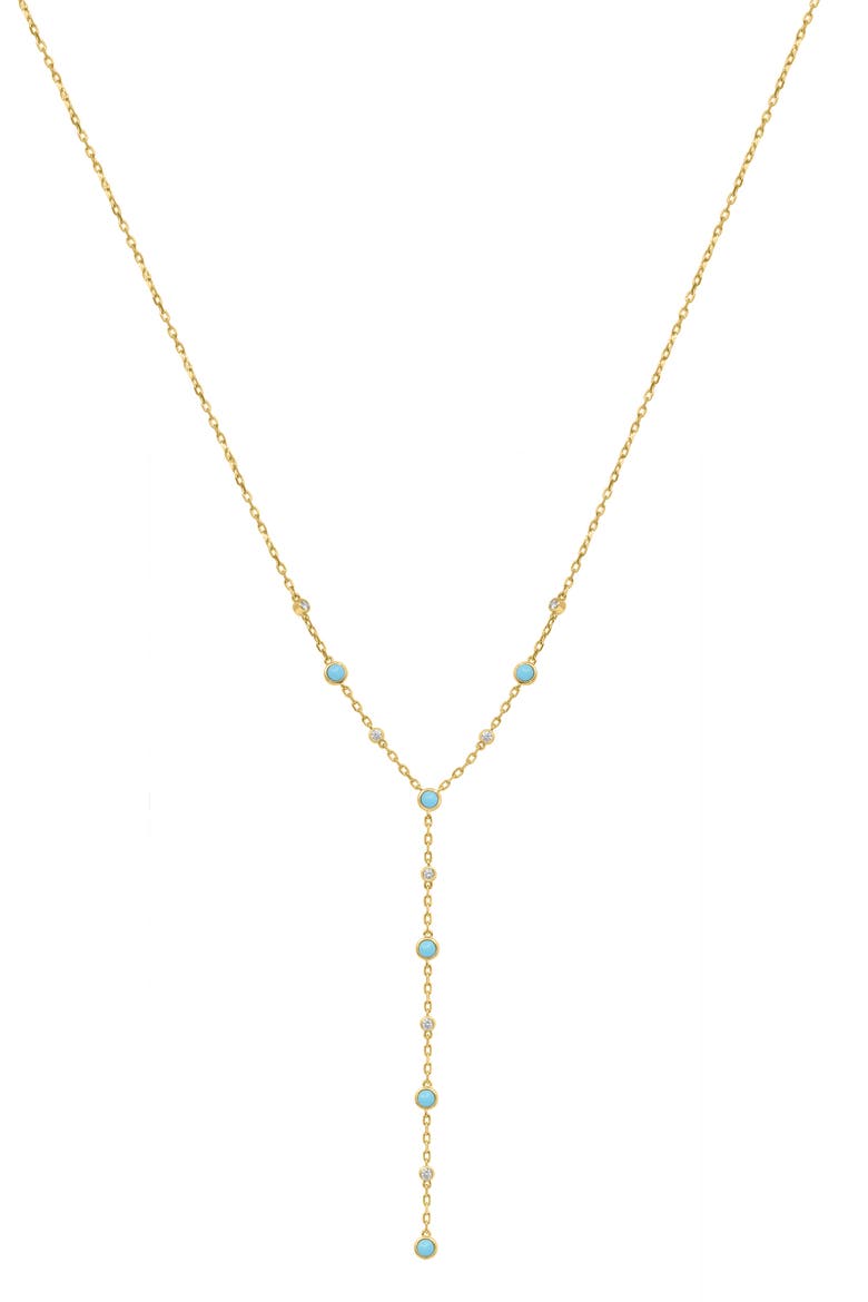 Turquoise & Diamond Station Y-Necklace, Main, color, BLUE