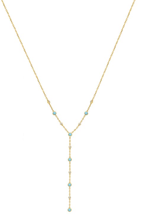 Turquoise & Diamond Station Y-Necklace