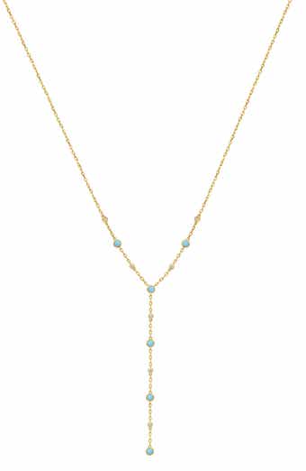Turquoise & Diamond Station Y-Necklace