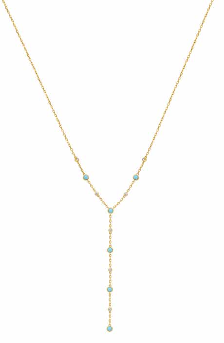 Turquoise & Diamond Station Y-Necklace