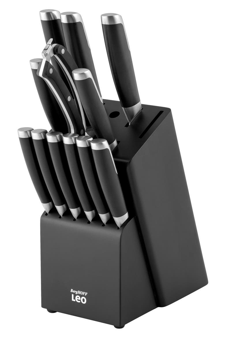 Leo Graphite 13-Piece Knife Block Set, Main, color, BLACK
