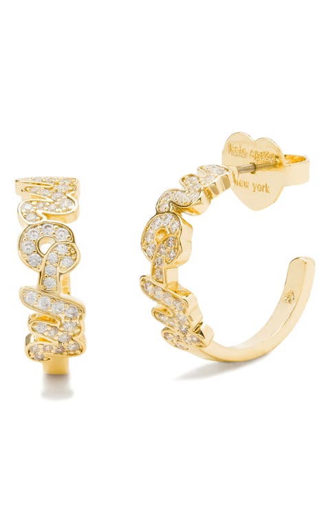mom pavé cubic zirconia hoop earrings