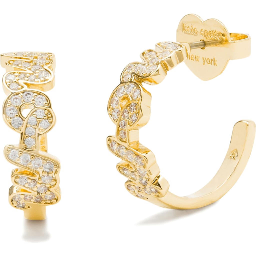 Kate Spade New York Mom Pavé Cubic Zirconia Hoop Earrings In Gold