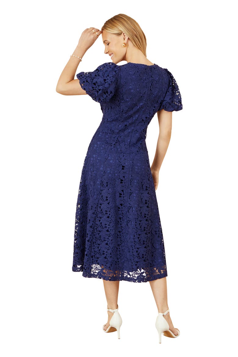 Lace Midi Skater Dress, Alternate, color, Navy