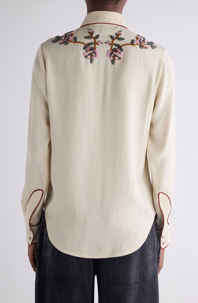 Isabel Marant Yzea Beaded Western Shirt, Alternate, color, Ecru