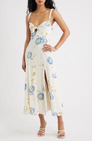 Reformation Aislinn Floral Tie Front Dress