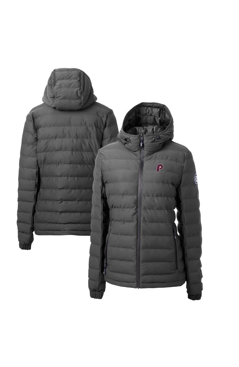 Cutter & Buck Women's Cutter & Buck Gray Philadelphia Phillies Cooperstown Collection Mission Ridge Repreve Eco Insulated Full-Zip Puffer Jacket, Main, color, 