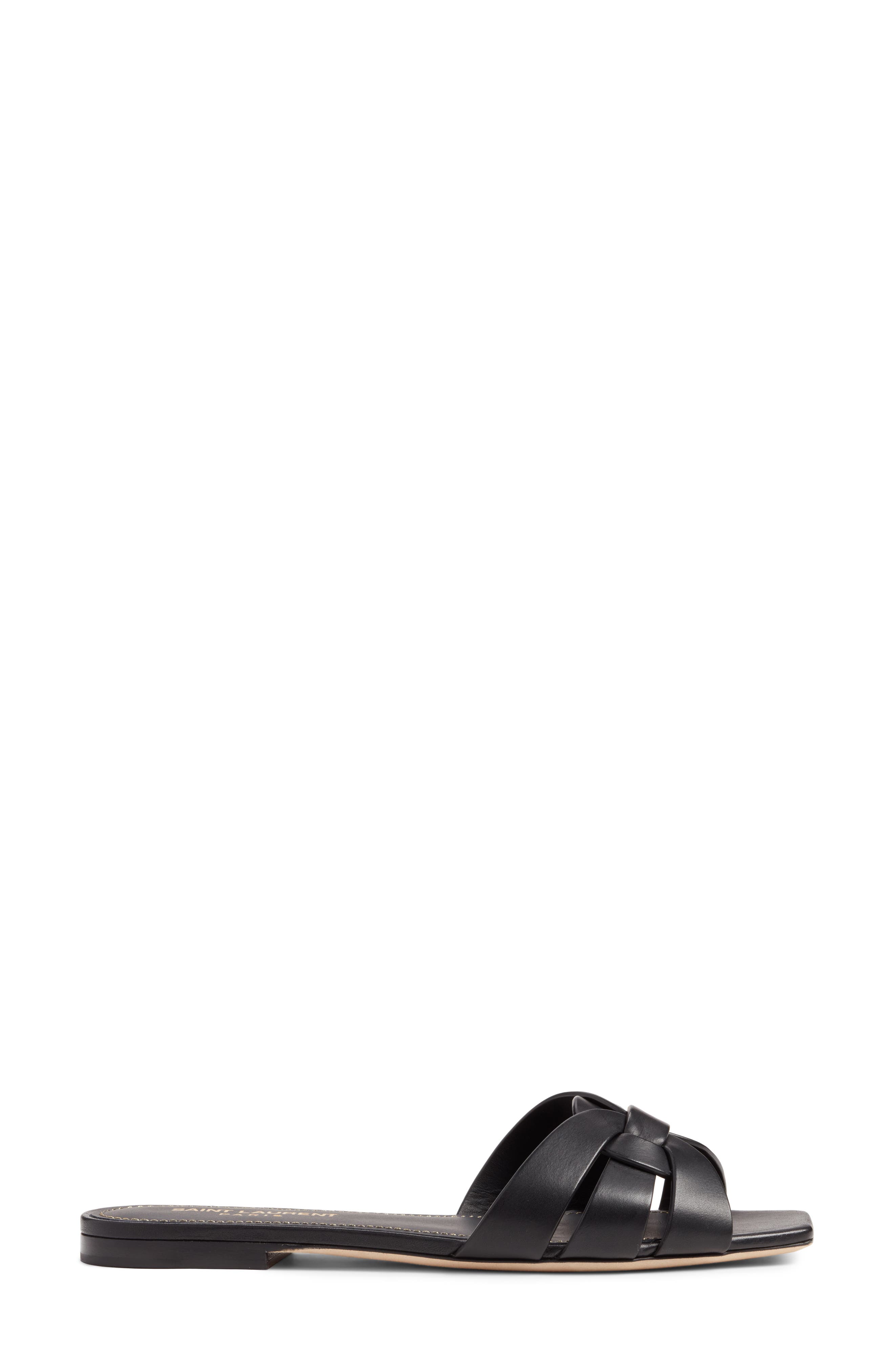 Tribute Slide Sandal, Alternate, color, BLACK LEATHER