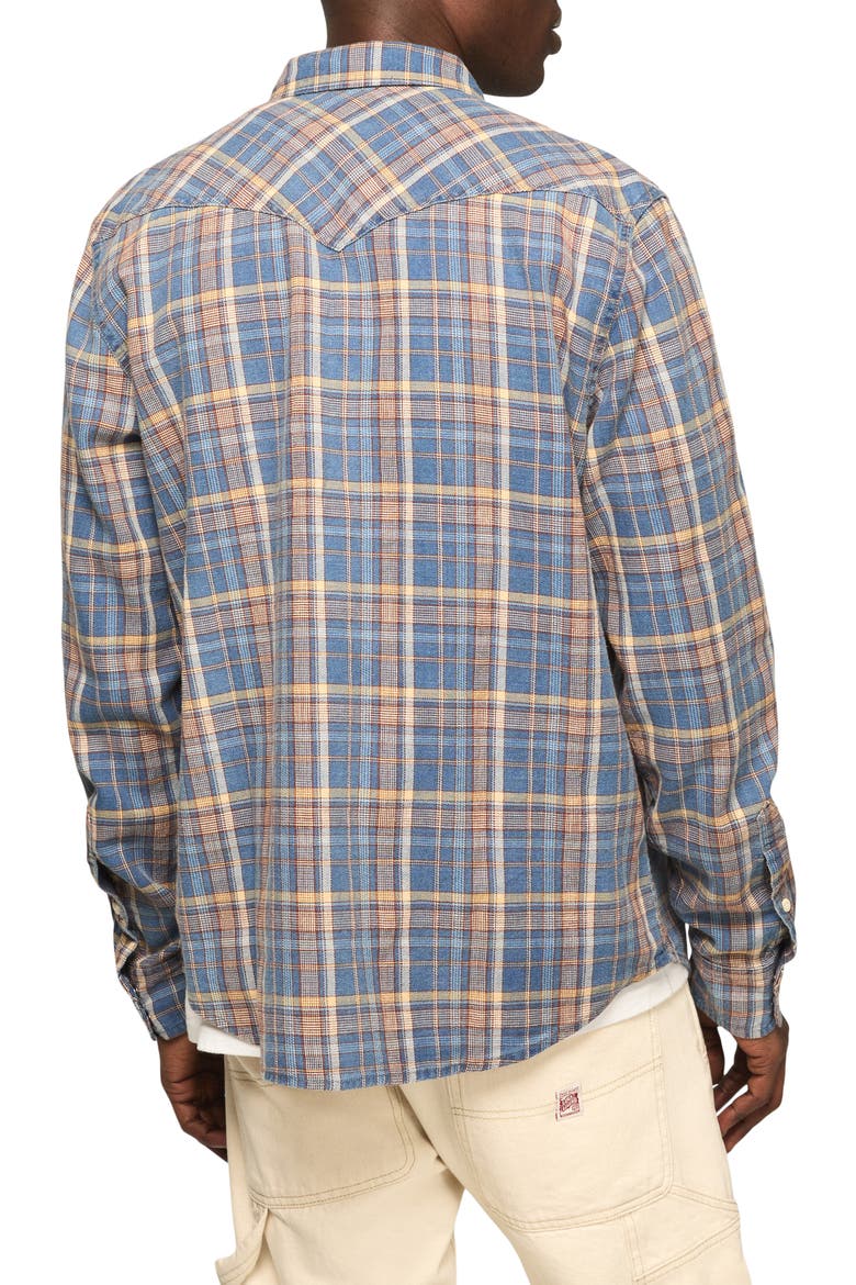 Plaid Cotton Twill Snap-Up Western Shirt, Alternate, color, NAVY MULTI