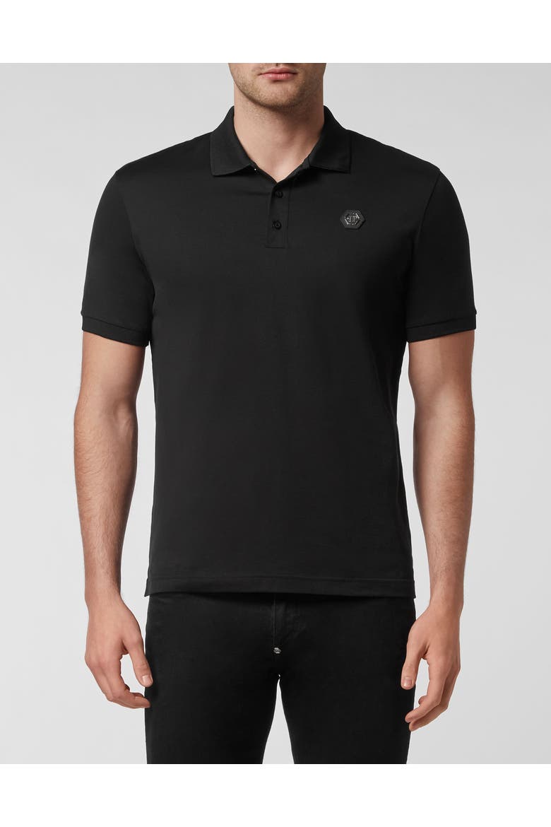 Slim Fit Polo Shirt Ss Luxe Men, Main, color, black/white
