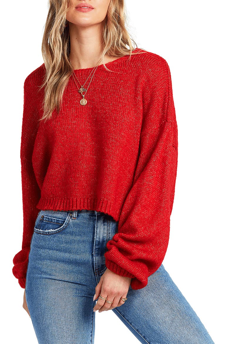Heart to Heart V-Back Crop Sweater, Main, color, RUBY
