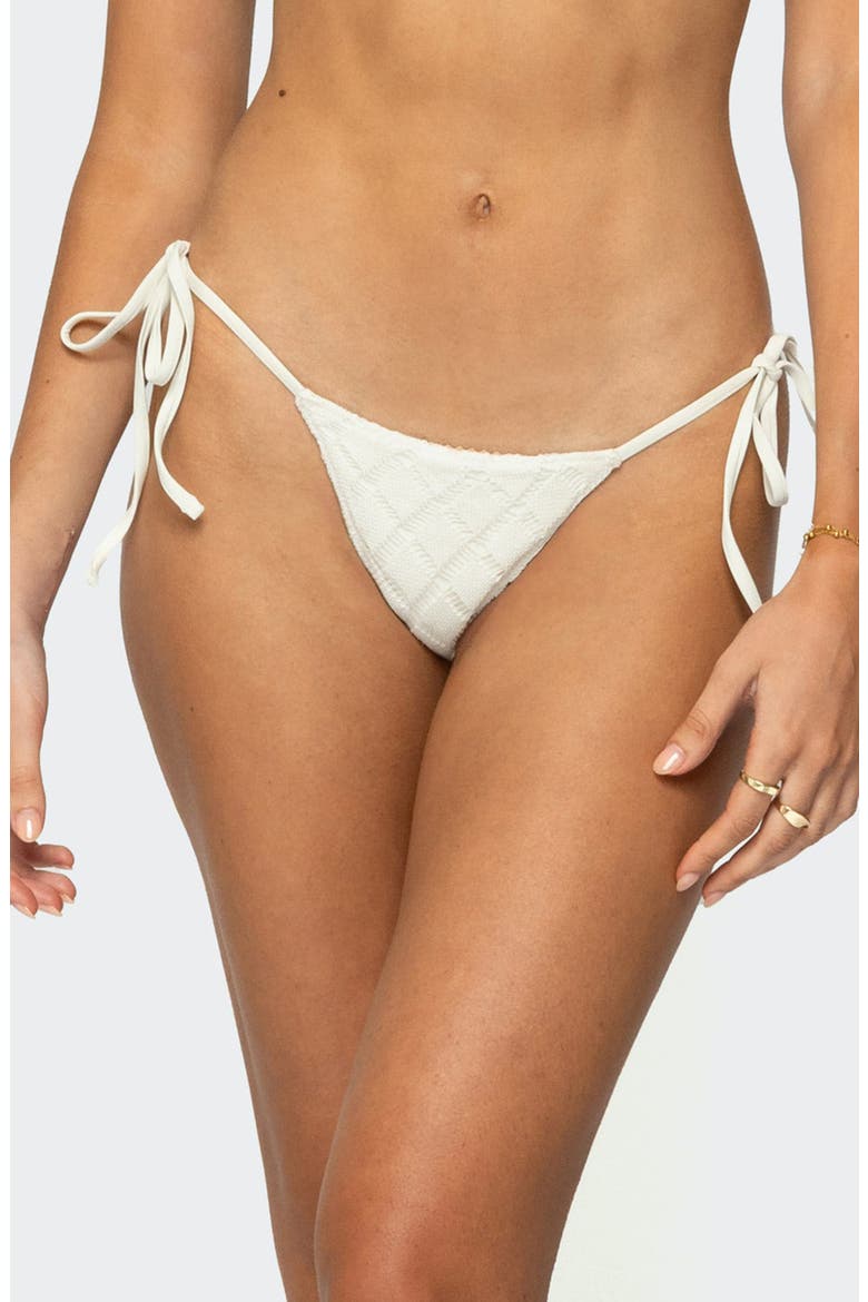 Open Knit Side Tie Bikini Bottoms, Main, color, CREAM