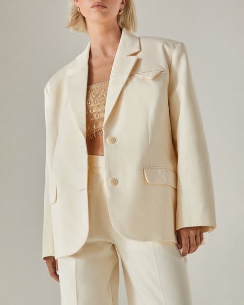 Nasty Gal Twill Oversized Tailored Blazer In Neutral