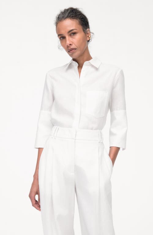 Another Tomorrow French Cuff Blouse In White