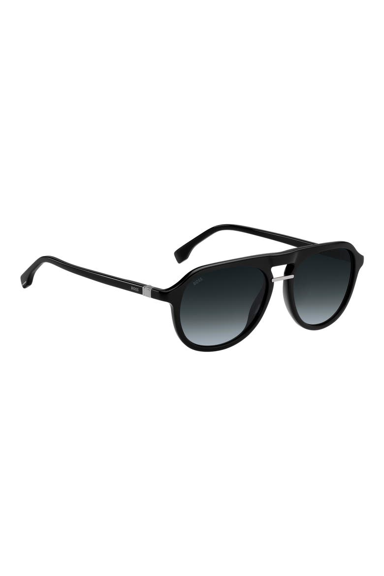 54mm Gradient Pilot Sunglasses, Alternate, color, BLACK
