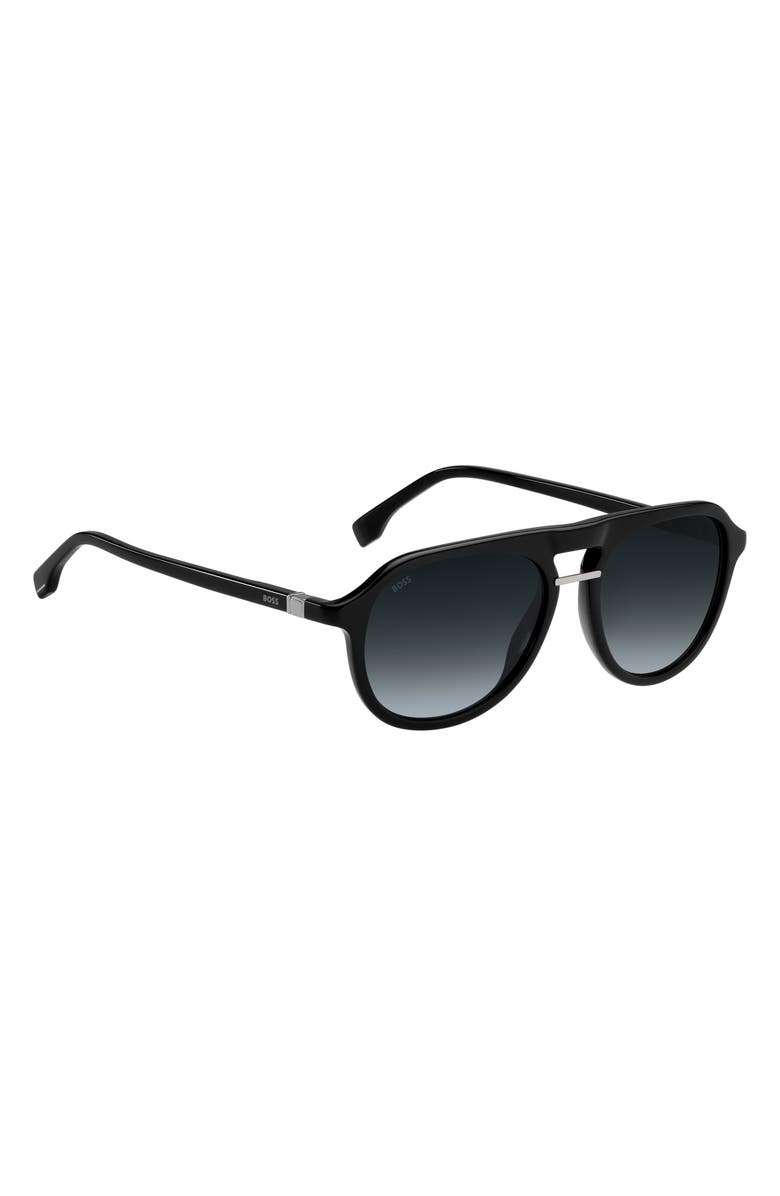 BOSS 54mm Gradient Pilot Sunglasses, Alternate, color, Black