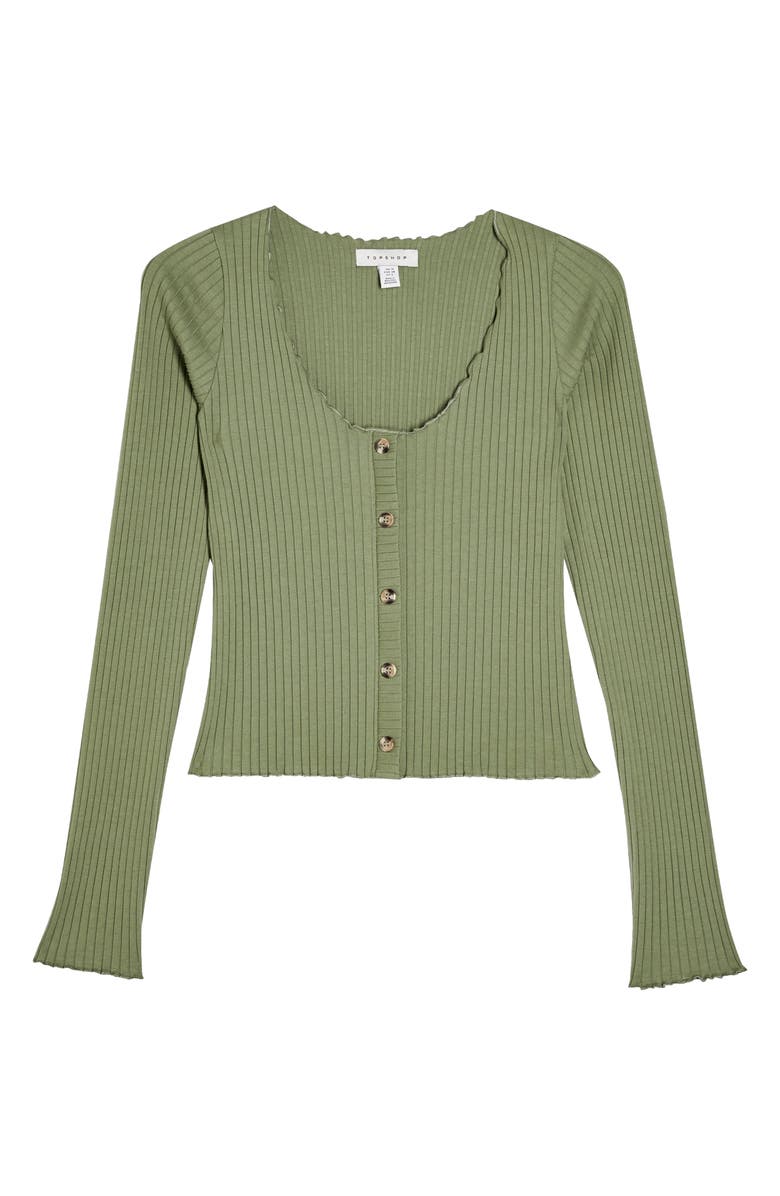 Topshop Lettuce Edge Button-Up Cardigan, Alternate, color, 