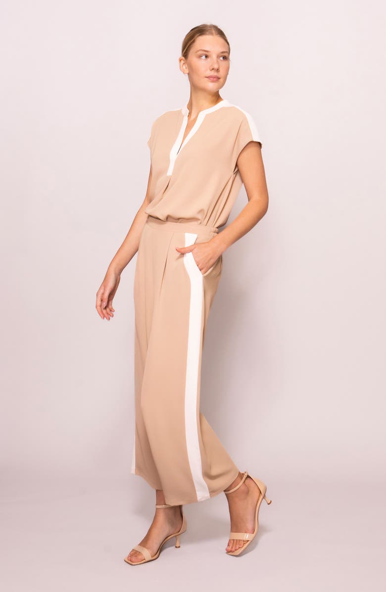 MELLODAY Side Stripe Wide Leg Pants, Alternate, color, Light Khaki/ Bone