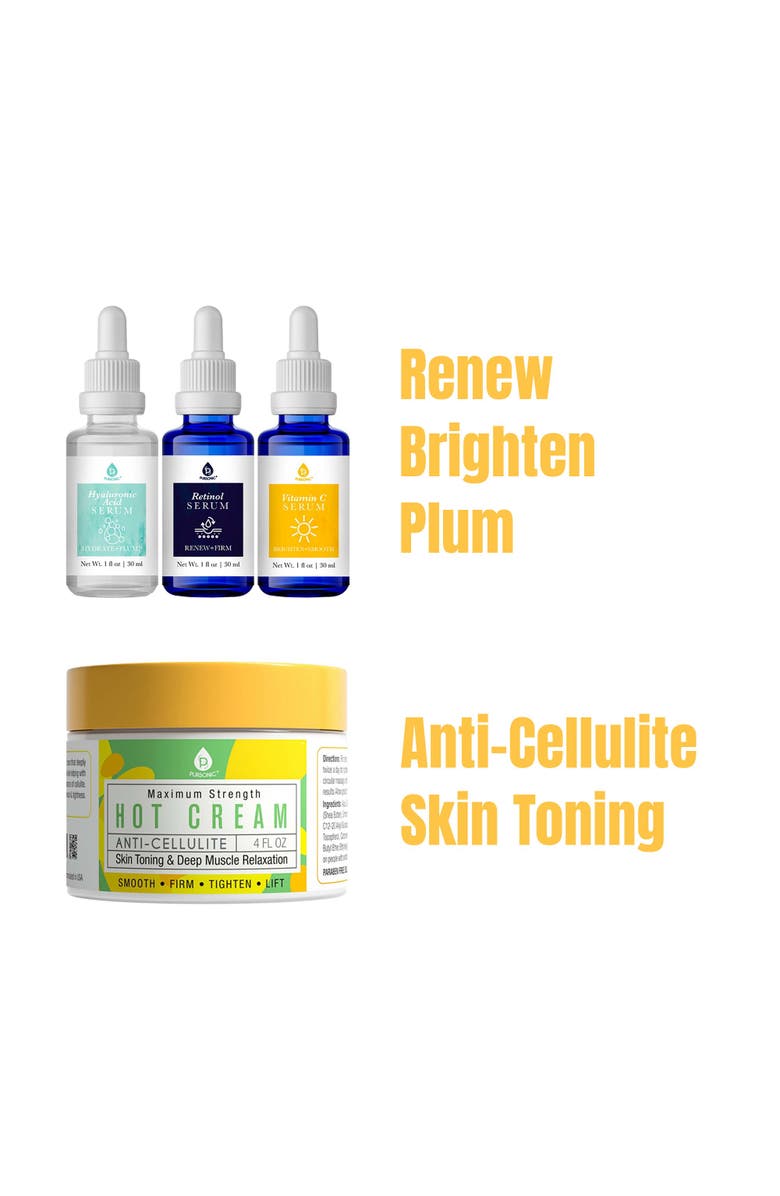 PURSONIC Ultimate Skin Care Duo Anti Cellulite & Muscle Relaxation Hot Cream + Anti-Aging Serum Set, Alternate, color, 