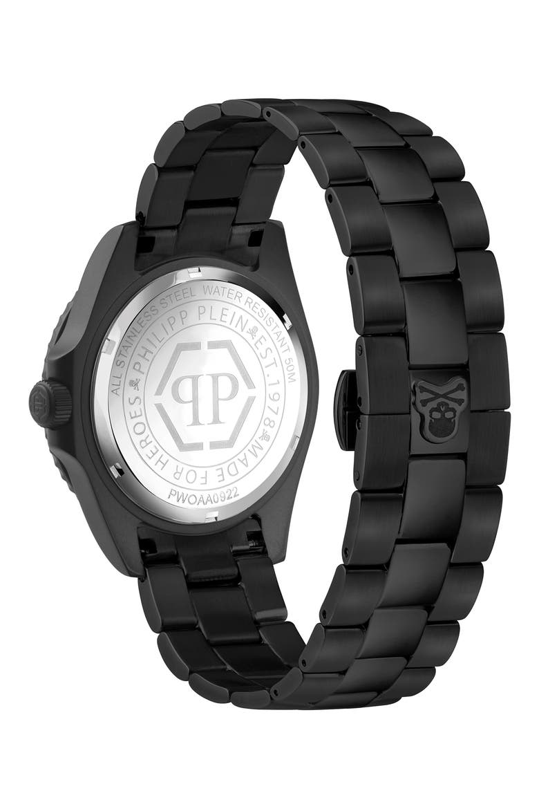 The $kull Carbon Fiber Dial Bracelet Watch, 44mm, Alternate, color, IP BLACK