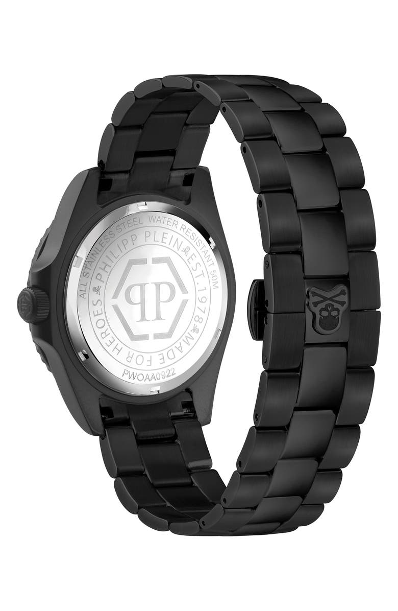 PHILIPP PLEIN The $kull Carbon Fiber Dial Bracelet Watch, 44mm, Alternate, color, Black