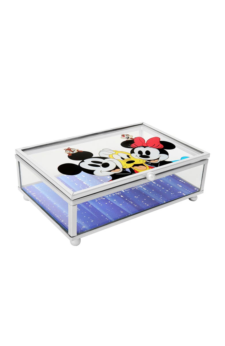 Disney Cute Celebration Glass Jewelry Box, Alternate, color, Silver, Clear