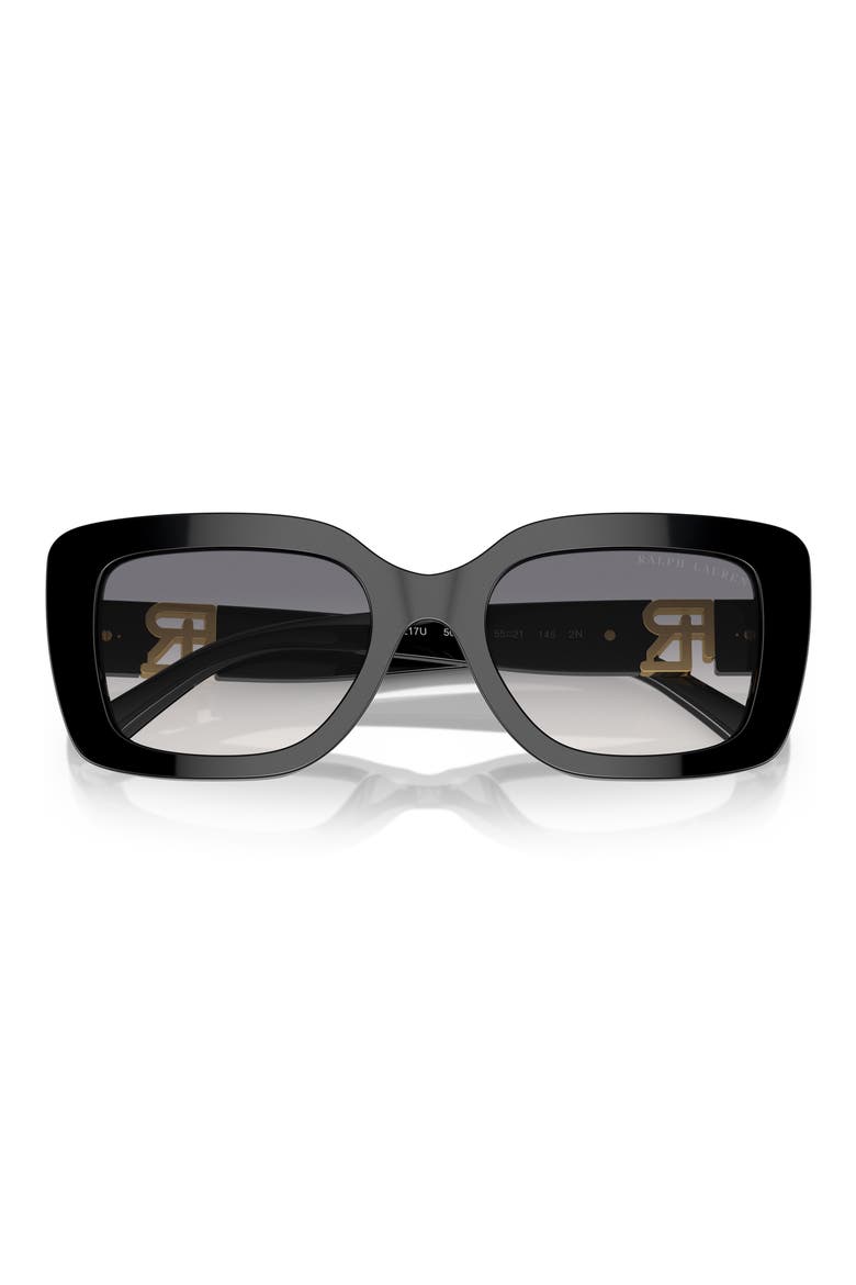 55mm Nikki Gradient Rectangle Sunglasses, Alternate, color, BLACK / GRADIENT PURPLE