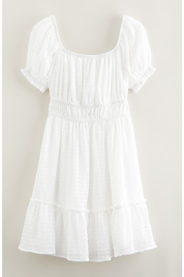 Kids' Shirred Tie Back Cutout Dress, Main, color, WHITE