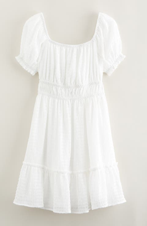 Kids' Shirred Tie Back Cutout Dress (Big Kid)