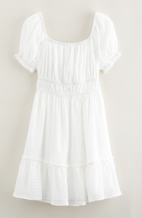 Nordstrom Kids' Shirred Tie Back Cutout Dress In White