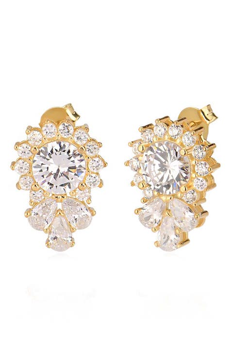 Floral Bloom Cubic Zirconia Stud Earrings