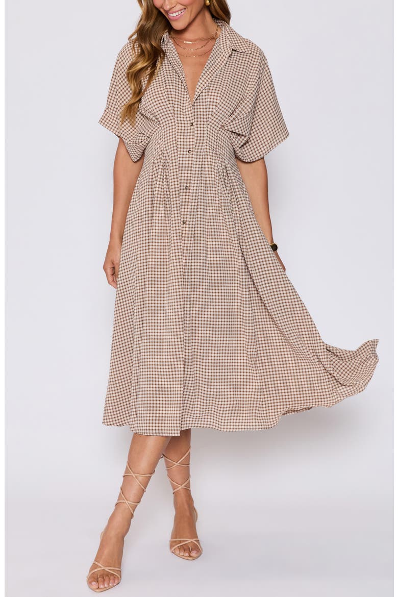 Jessica Gingham Shirtdress (Nordstrom Exclusive), Alternate, color, BROWN/ CREAM