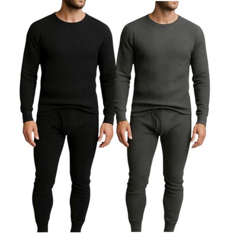 Mens 2 Pack Thermal Set 4 Piece Top and Bottom Full Sets