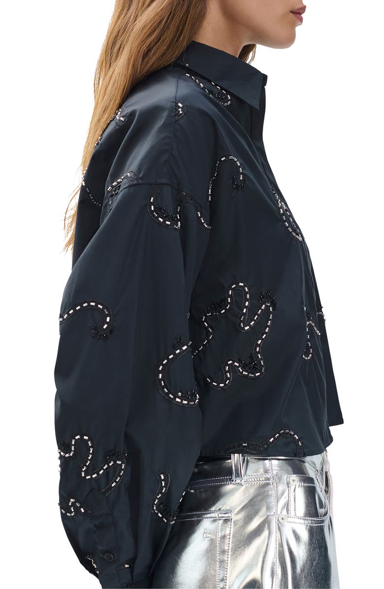 rag & bone Beatrice Beaded Embroidered Button-Up Shirt, Alternate, color, Black Embroidered