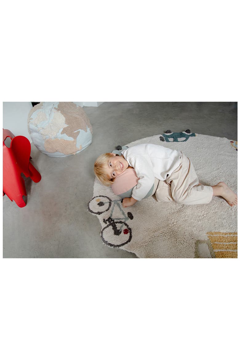 Kids' Washable Round Wheels Rug, Alternate, color, NATURAL BLUE HONEY OLIVE