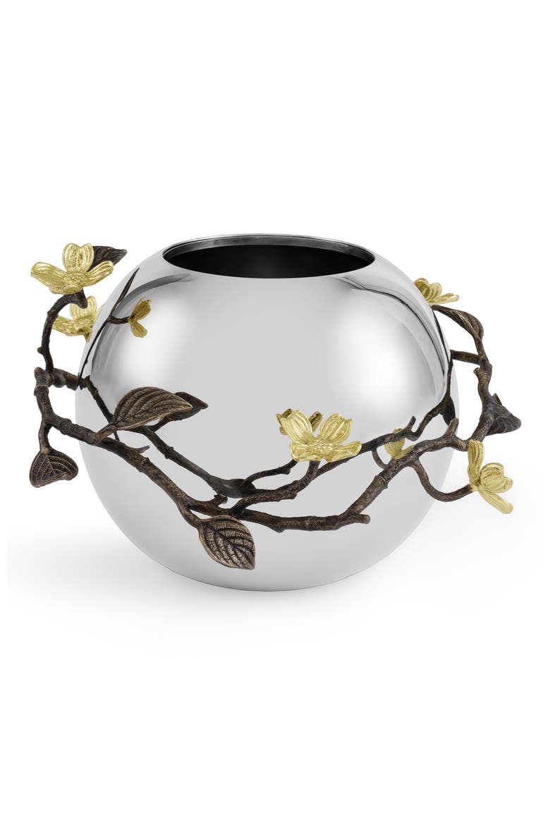 Dogwood Rose Bowl Vase, Main, color, SILVER/ GOLD/ BRASS