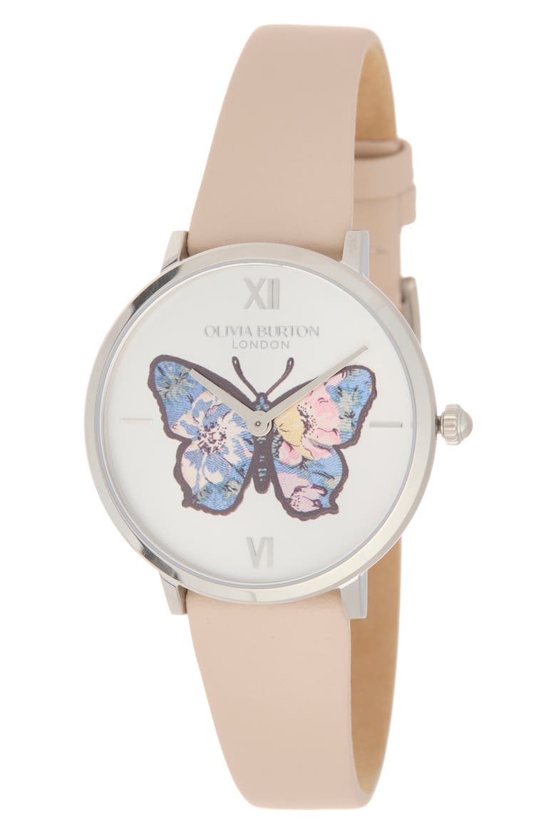 Signature Butterfly Mesh Strap Watch, 28mm, Main, color, SILVER