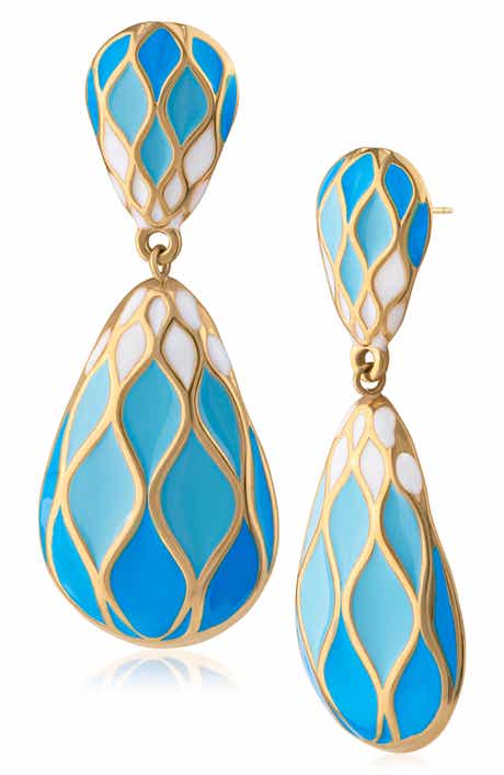 Double Pear Mosaic Statement Drop Earrings