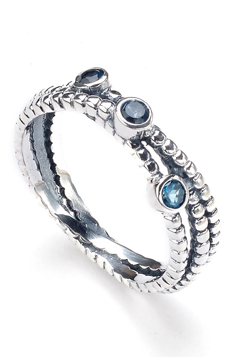 SAMUEL B. Sterling Silver London Blue Topaz Scattered Ring, Main, color, 