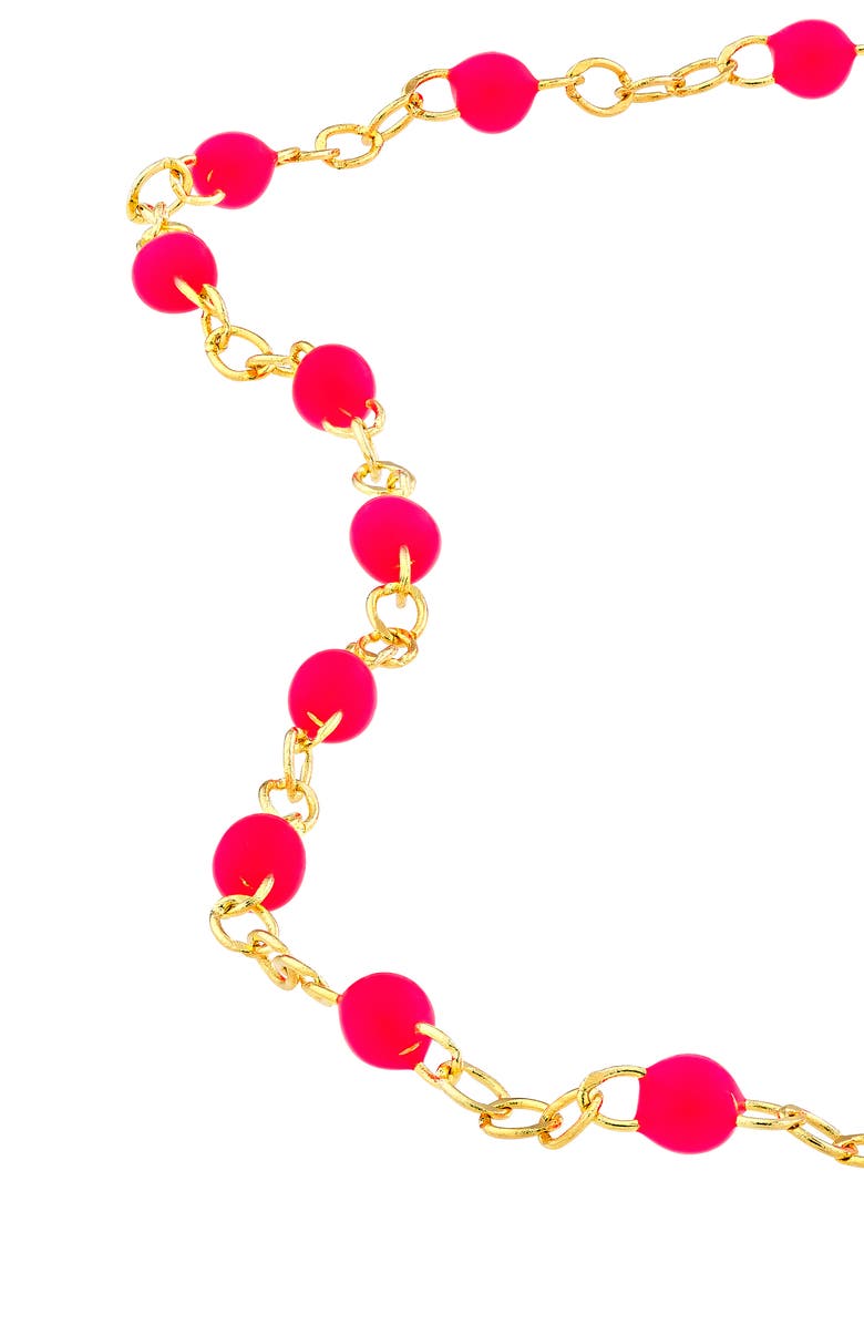 HAWLEY ST 14K Gold Hot Pink Enamel Station Necklace, Alternate, color, 