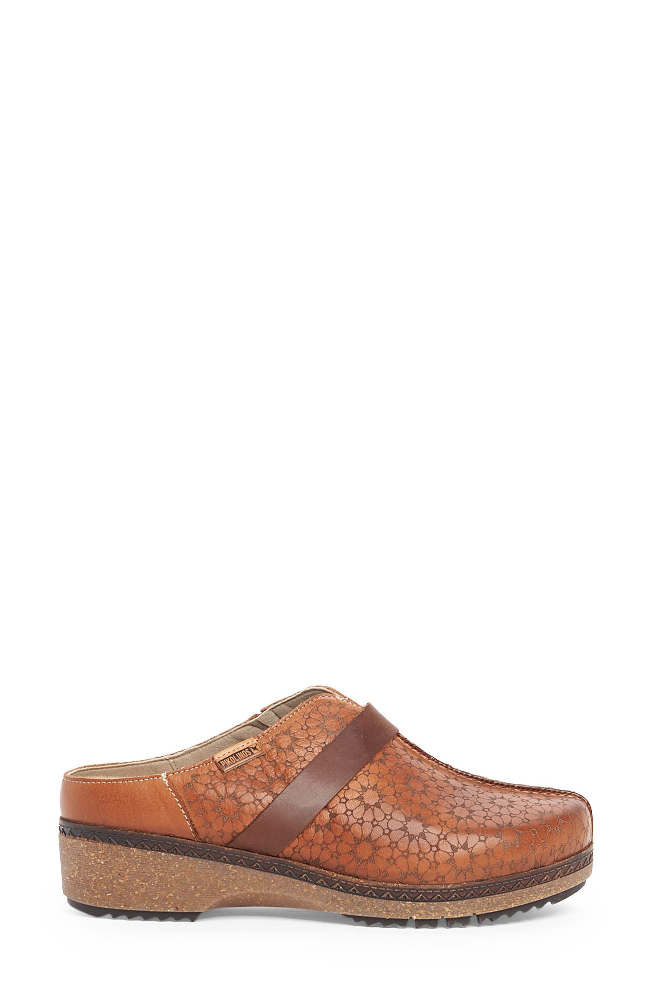 PIKOLINOS Granada Floral Embossed Clog, Alternate, color, Brandy