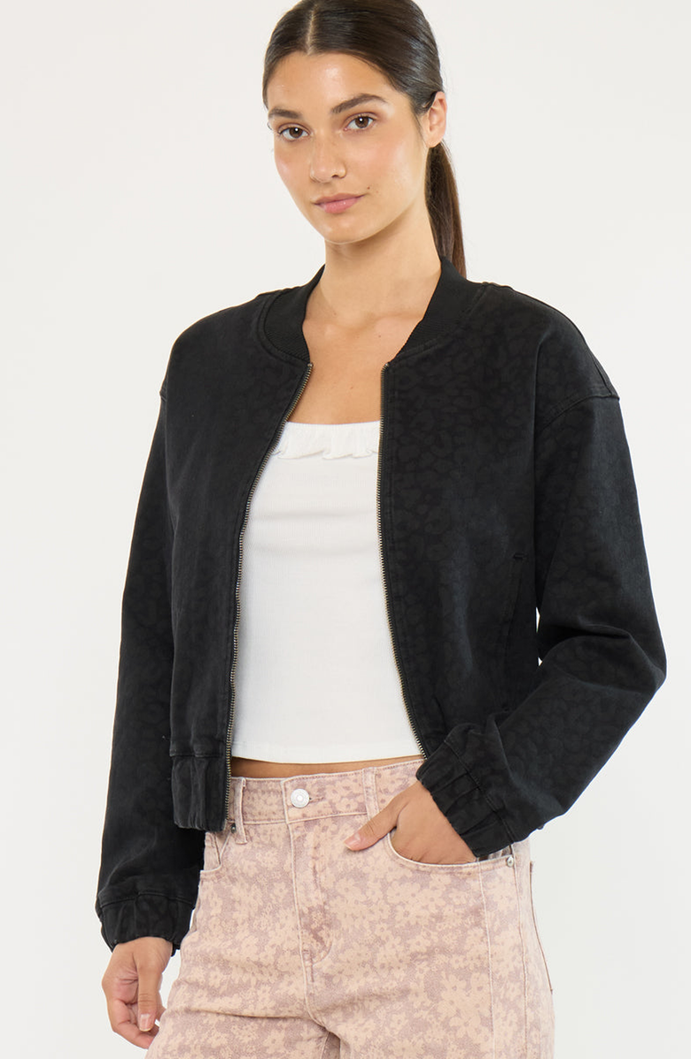 KanCan Mirabelle Bomber Jacket, Alternate, color, Black Leopard Print